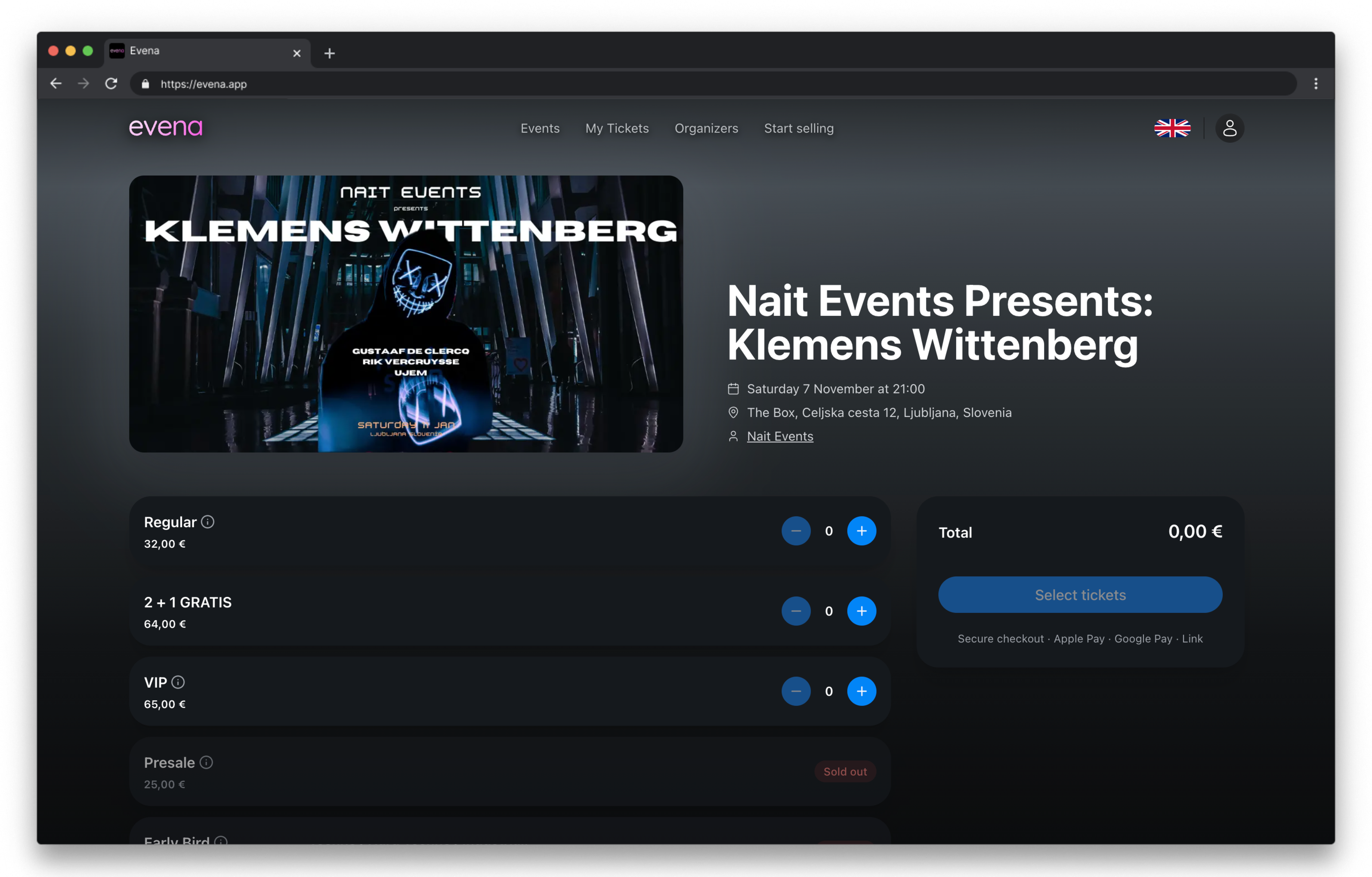 Web event page